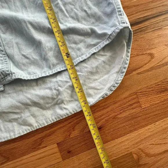 VINTAGE x Faded Light Blue Denim Button Up Snowman Snowfakes l SIZE M - Picture 4 of 8